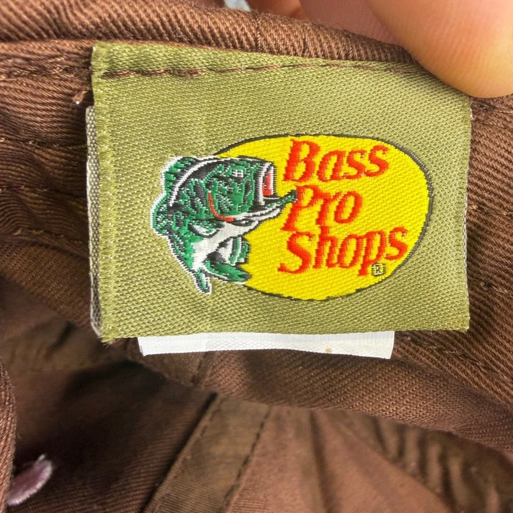 Bass Pro Shops Brown Pink Distressed Embroidered Logo Adjustable Hat Cap